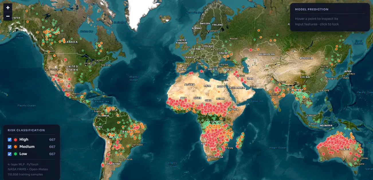 Interactive wildfire risk map